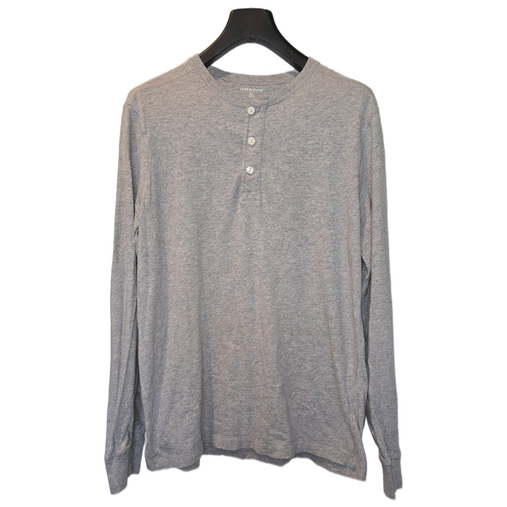 J.Crew Jeans Mens XL Heather Grey Cotton‎ Long Sleeve Henley Shirt